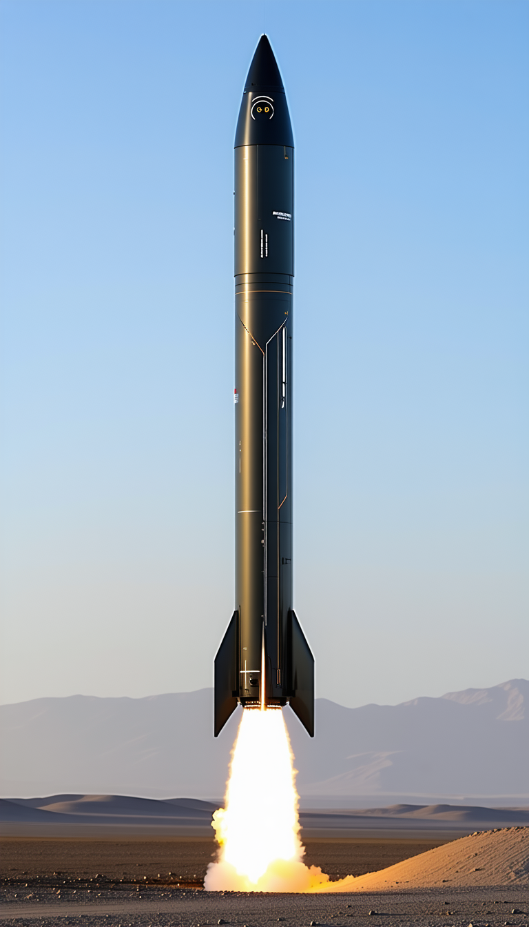 A Rocket Is Being Launched Into The Sky, With Its Long Tail Visible As It Ascends