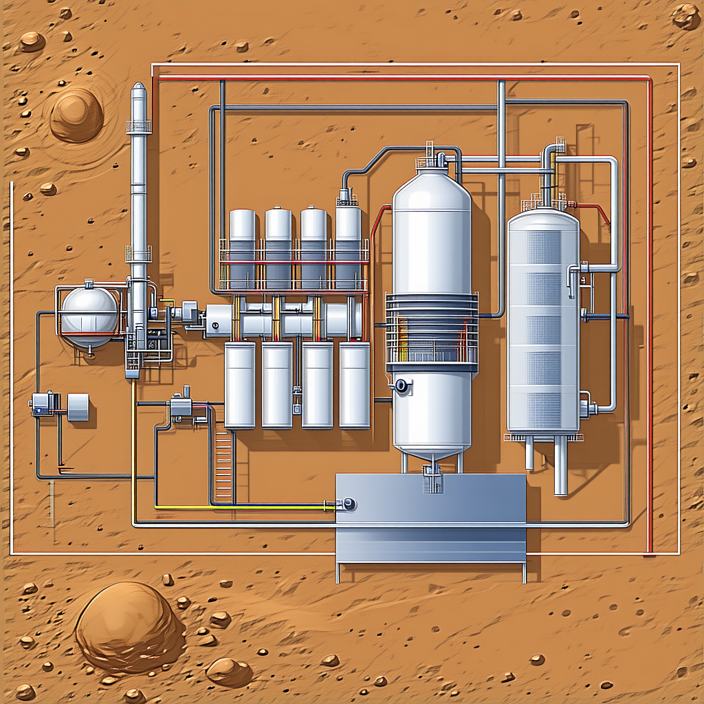 The Image Is A Cartoon Drawing Of A Factory With A Large Number Of Pipes And Tanks