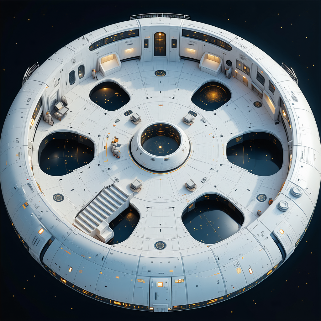computer-generated (CGI) illustration space station