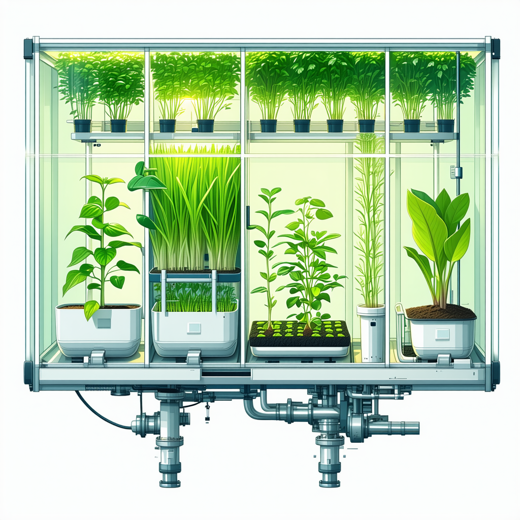 A Large Display Of Various Plants, Including Grass, In A Greenhouse Setting