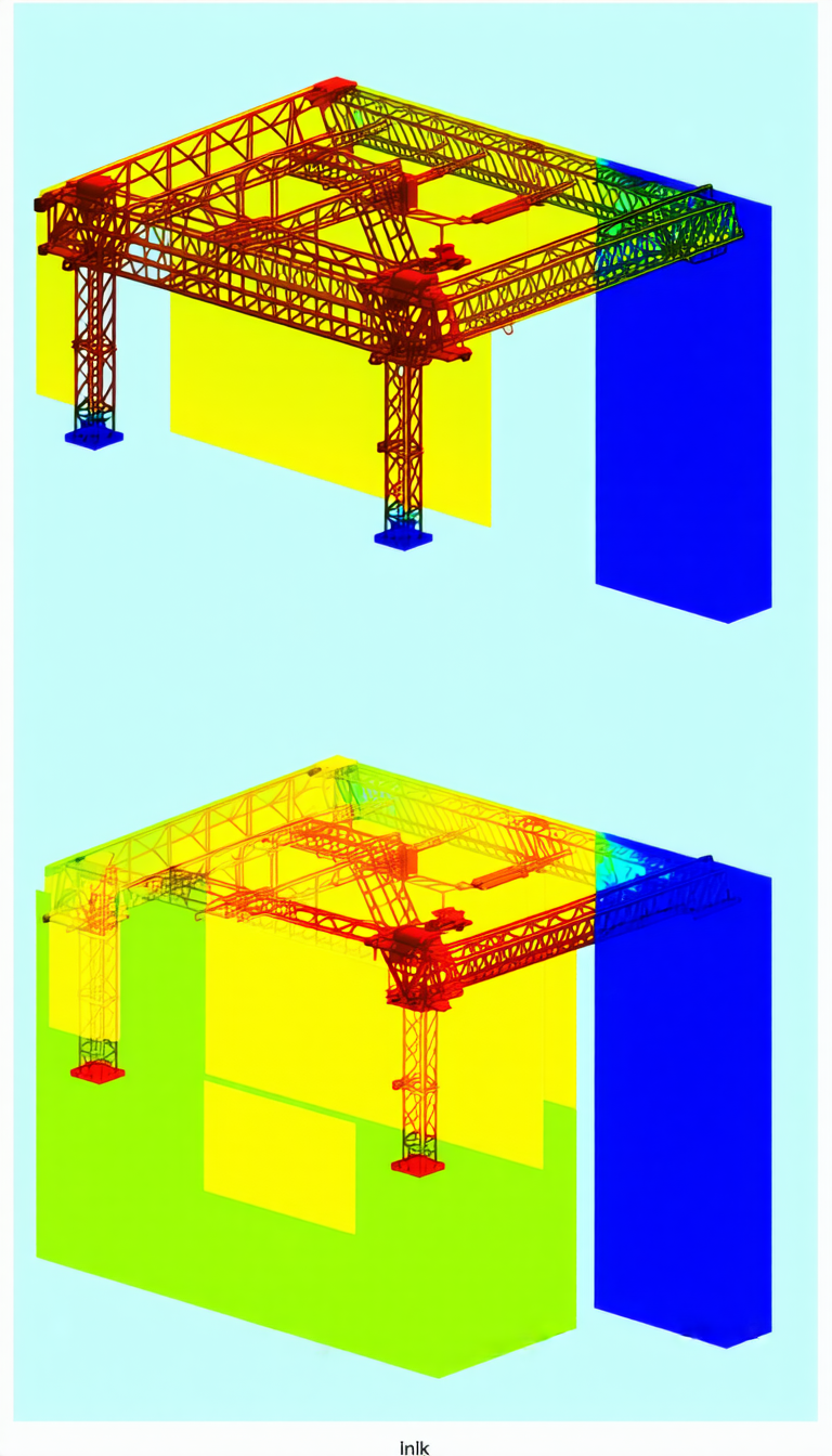 A Crane Is Shown In Two Different Colors, One Being Yellow And The Other Being Blue