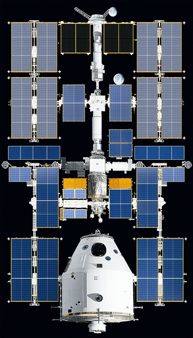 A Space Shuttle Docked At A Space Station