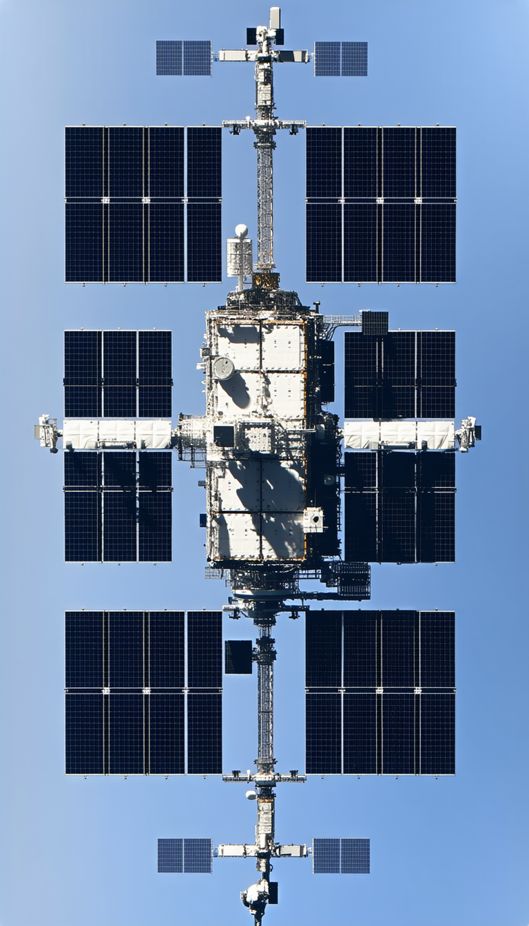A Space Station With A Large Satellite Attached To It