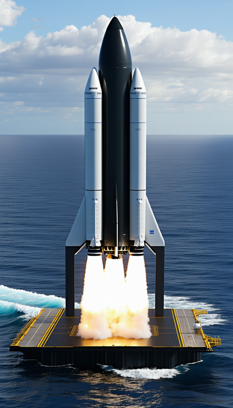 A Large Rocket Ship, Likely A Space Shuttle, Sitting On A Runway
