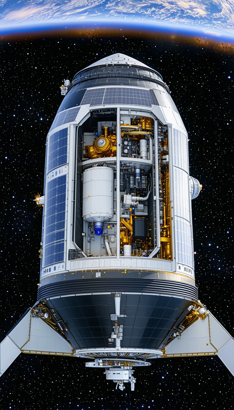 A Space Shuttle With Its Hatch Open, Revealing The Interior Of The Spacecraft