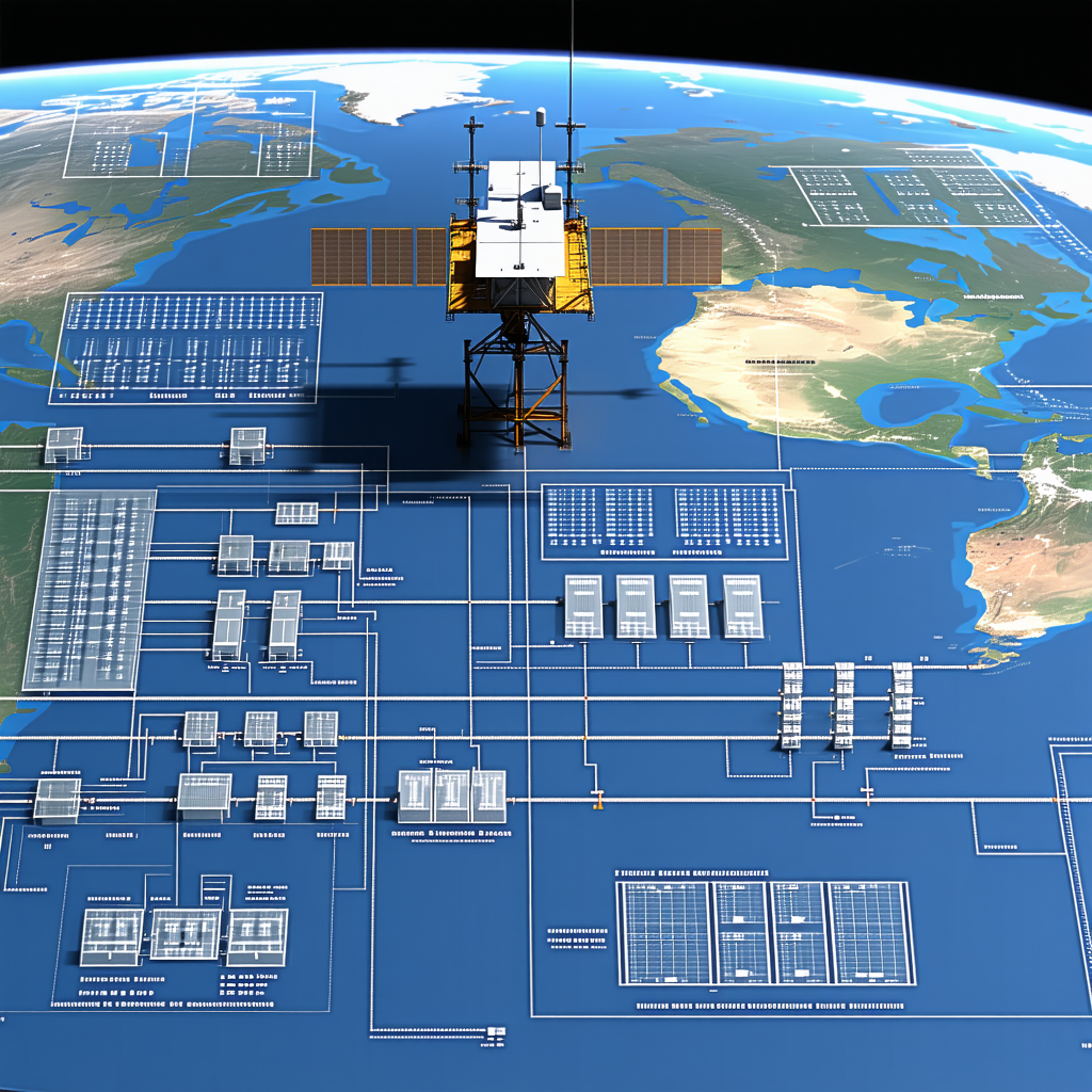 large satellite shown blue white