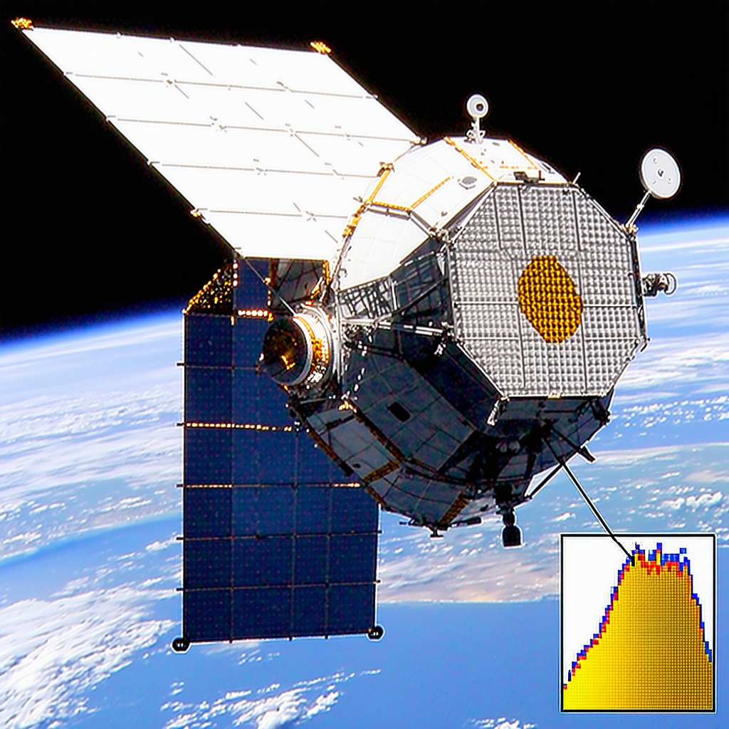 A Spacecraft Is Flying Through The Sky, With A Large Dome On Top Of It