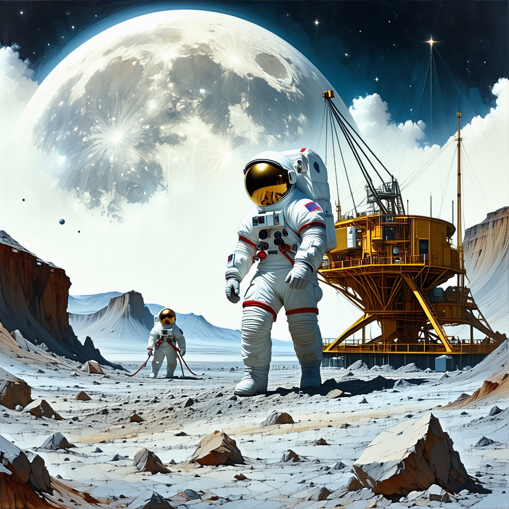 image, there astronauts standing moon