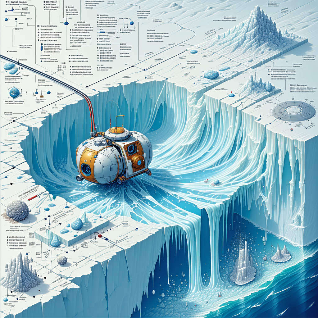 In The Image, There Is A Small Submarine Floating In The Middle Of A Frozen Lake