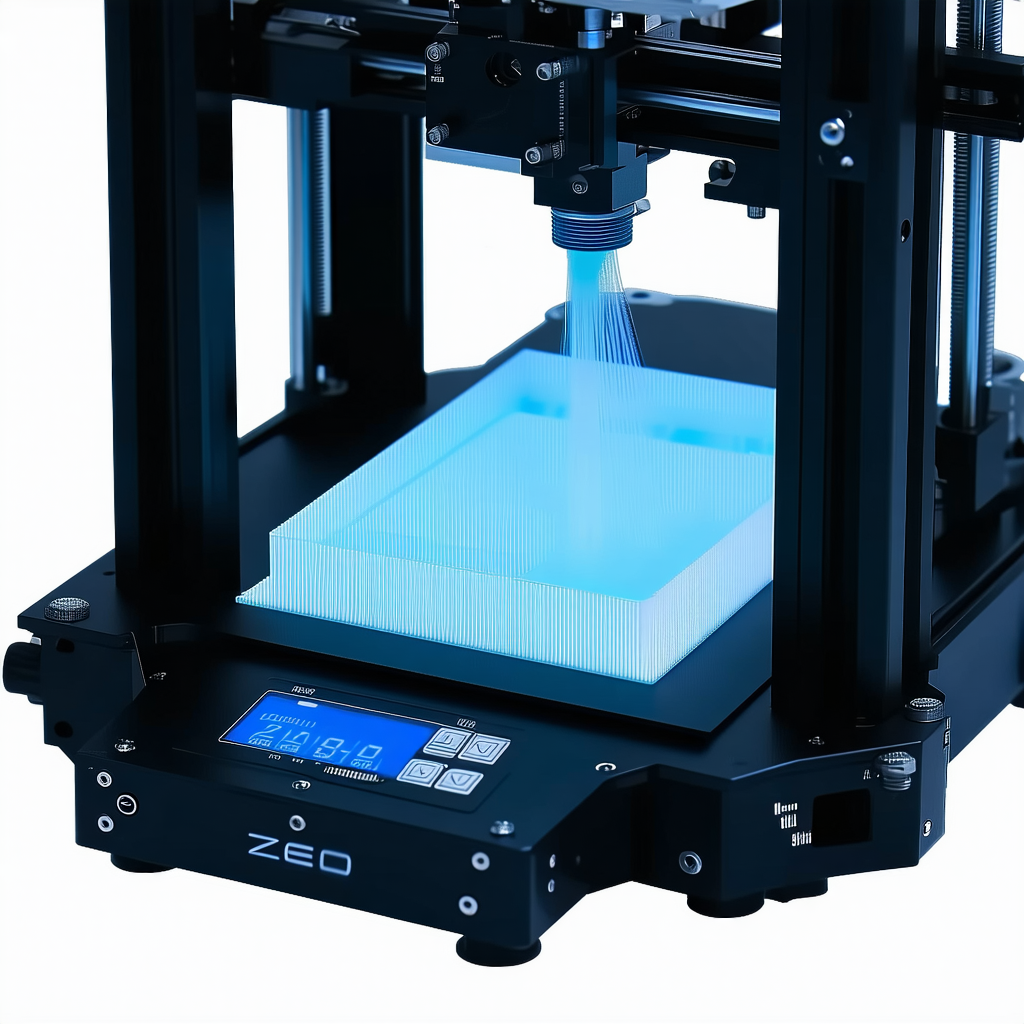 A 3d Printer Is In The Process Of Printing A Blue Object