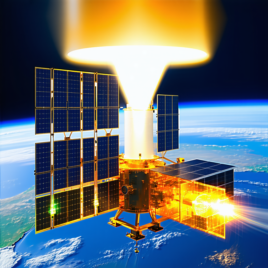 A Spacecraft With A Large Dome On Top, Floating In The Sky