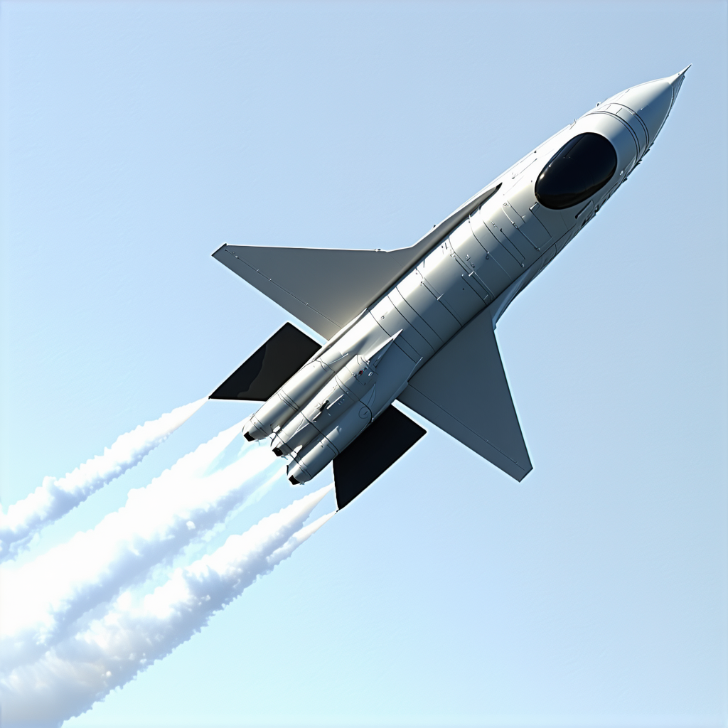 A Jet Is Flying Through The Sky, Leaving A Trail Of Smoke Behind It