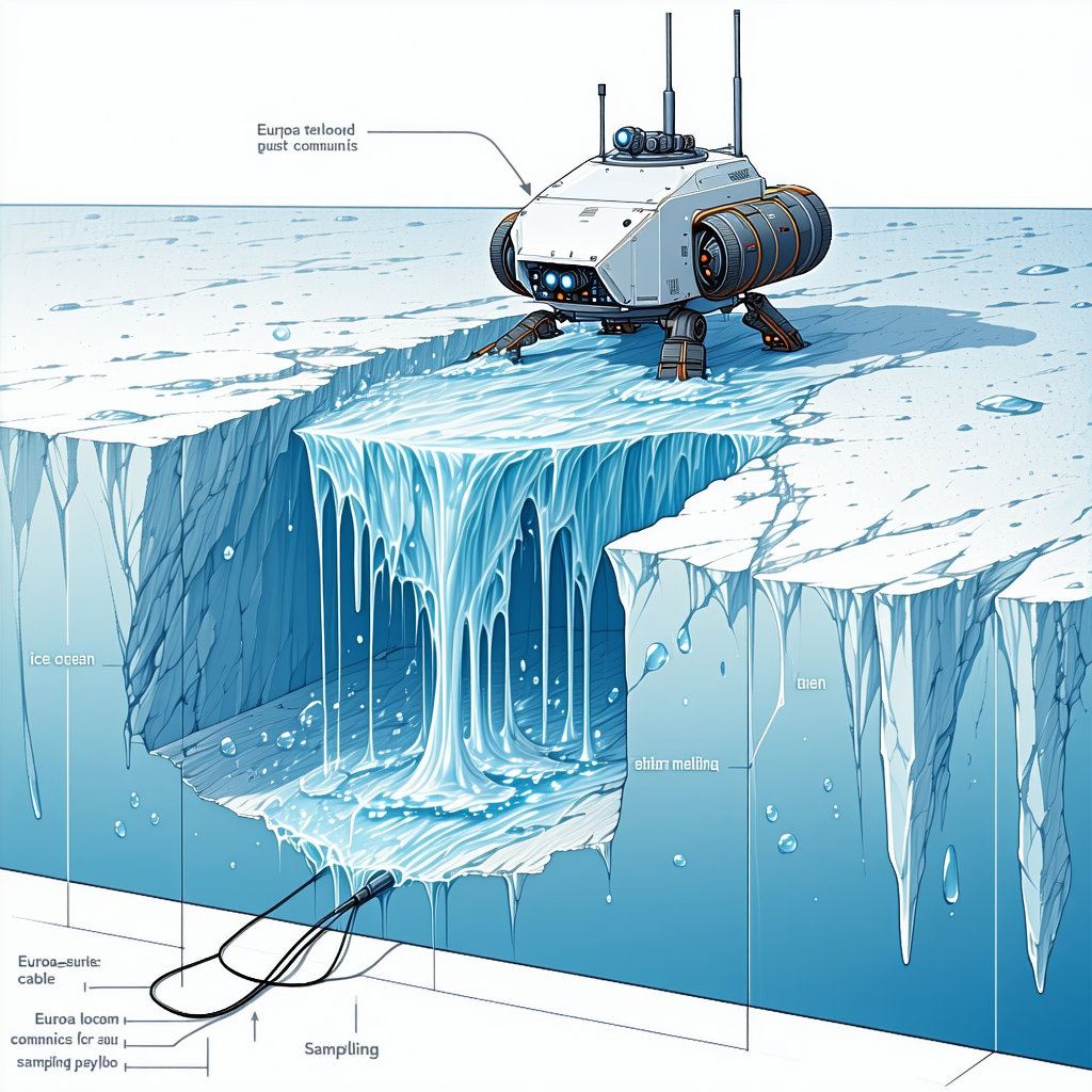 A Large Submarine Is Shown In A Blue Ocean, With A Large Iceberg In The Background