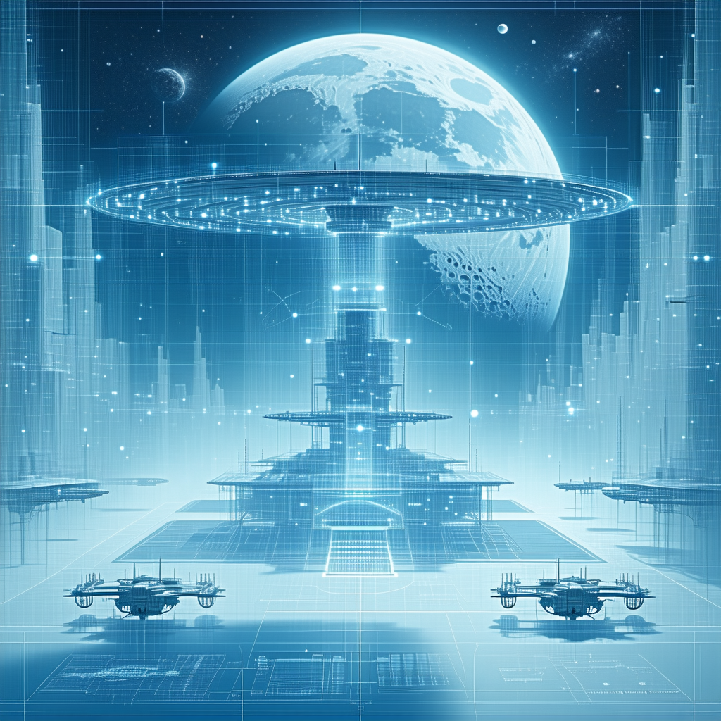 In This Futuristic Scene, There Are Three Spaceships Floating In The Air