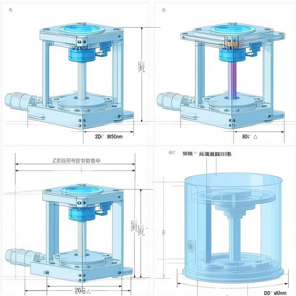 There Are Four Different Images Of A Blue Object, Which Appears To Be A Glass Dome