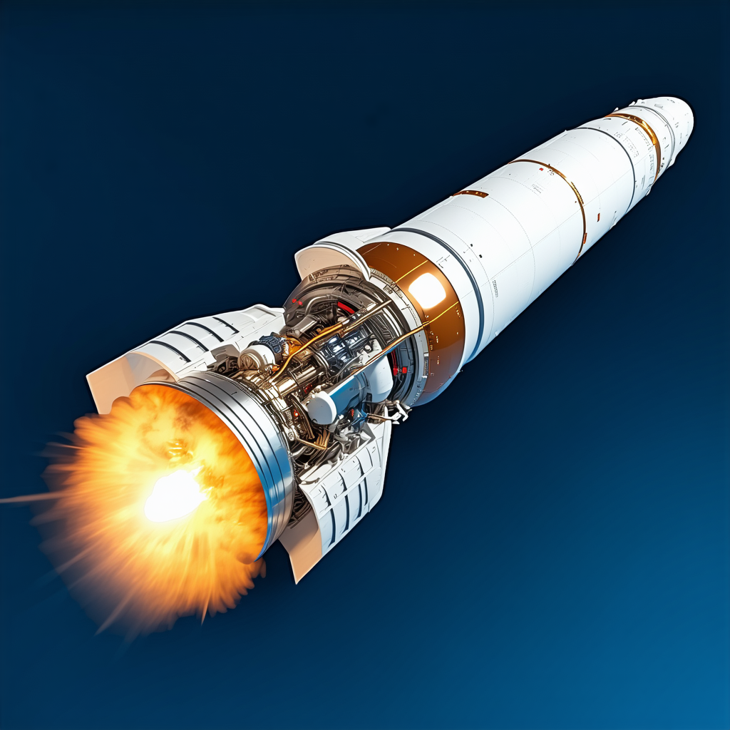 A Rocket Is Shown In A Close-up Shot, With Its Engine And Exhaust Visible