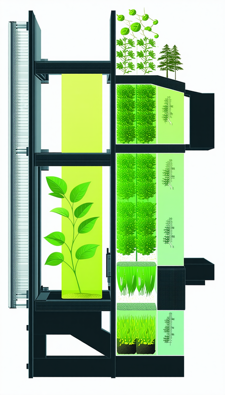A Large, Multi-layered Display Case Filled With Various Plants