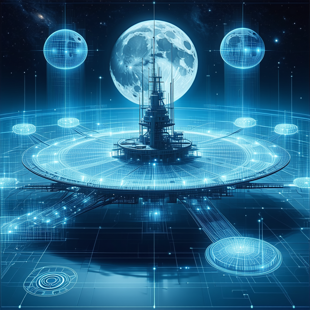 A Futuristic Space Station With A Large, Round Structure At Its Center