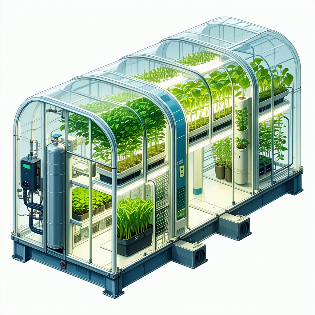 The Image Is A Drawing Of A Greenhouse Filled With Various Plants