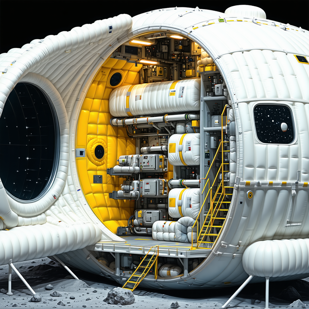 A Large White Spacecraft With A Hollowed-out Center, Resembling A Space Station