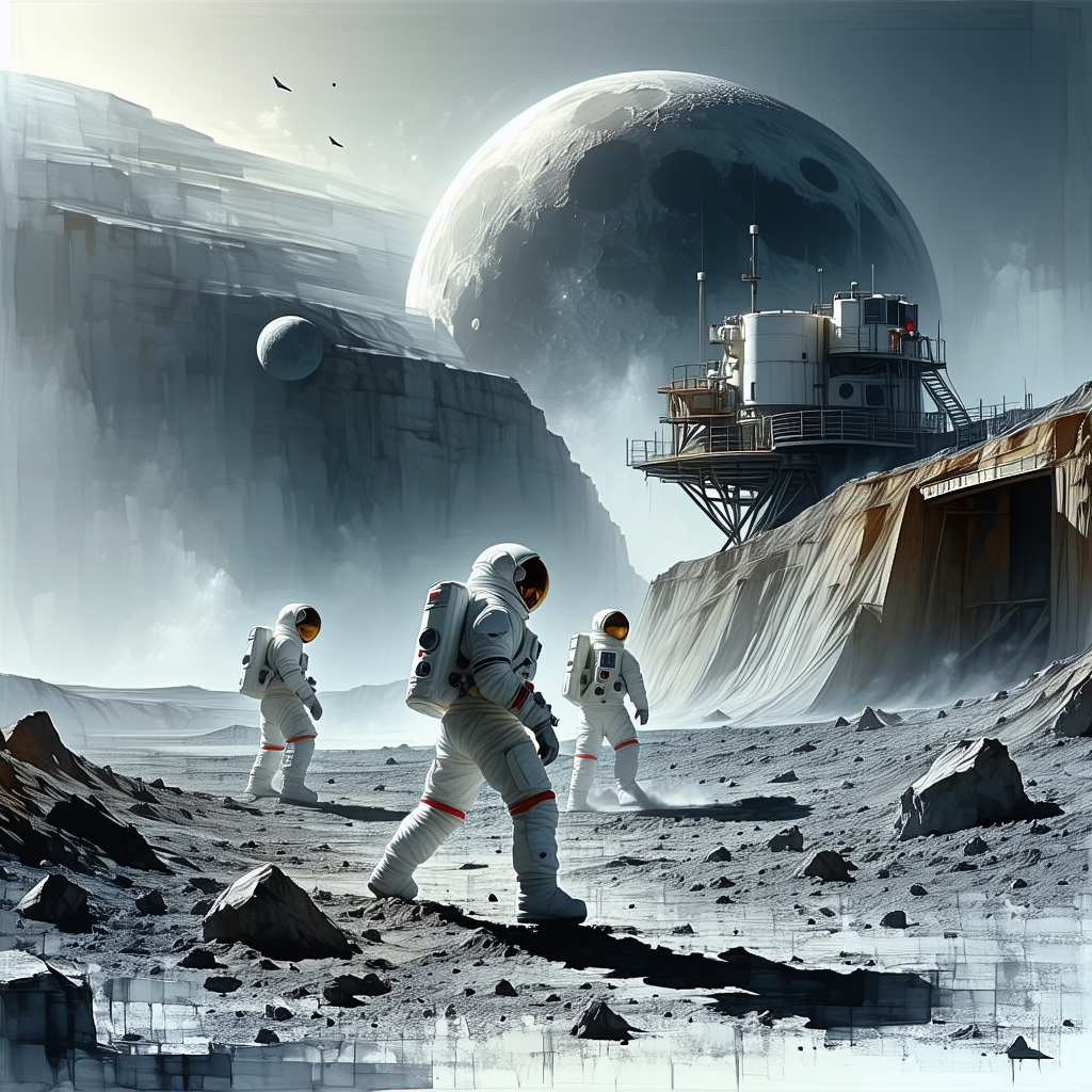 In The Image, There Are Four Astronauts Walking On The Moon's Surface