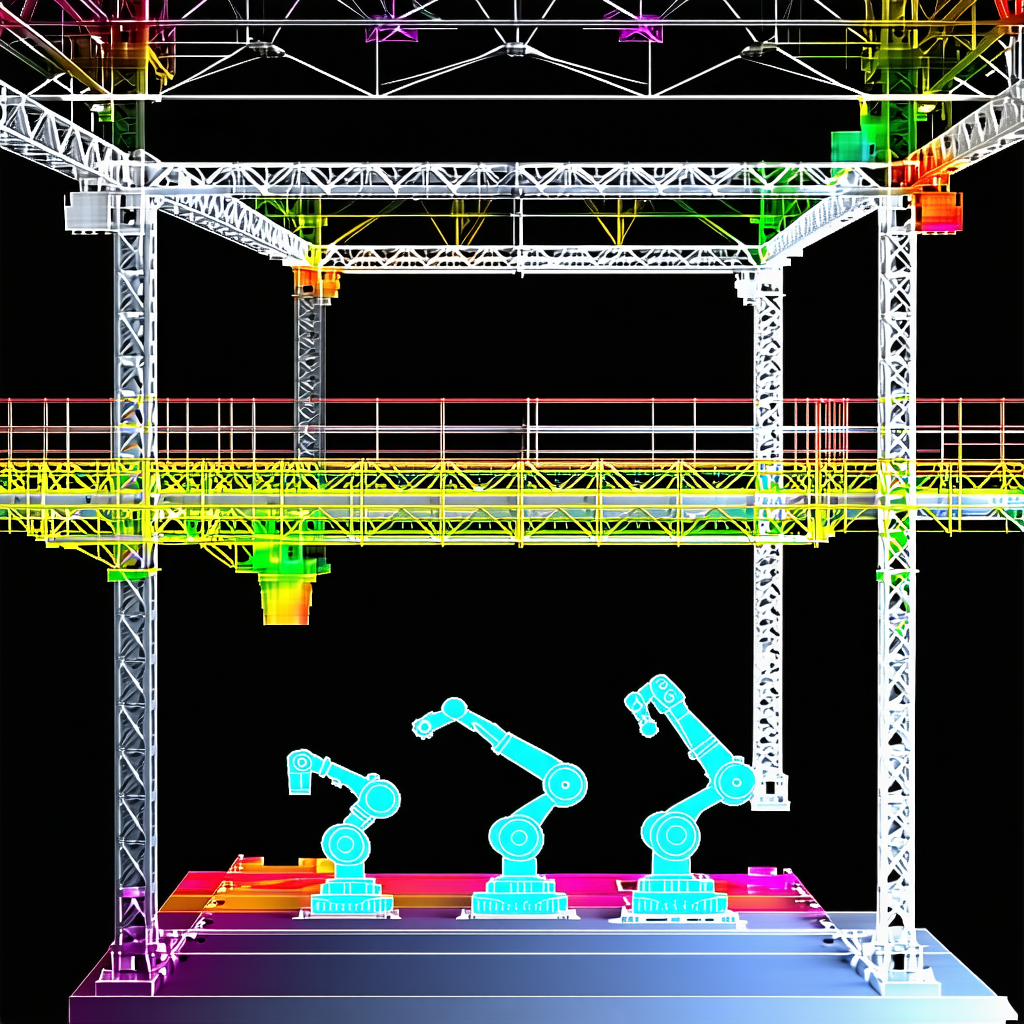 In The Image, There Are Three Robotic Arms Positioned In A Row, Each With A Different Color