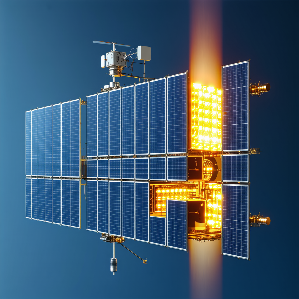 A Solar Panel With A Bright Light Shining On It