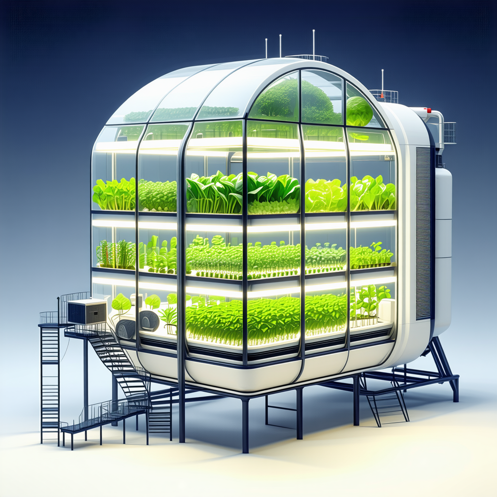 A Large, Cylindrical Greenhouse Filled With Various Plants