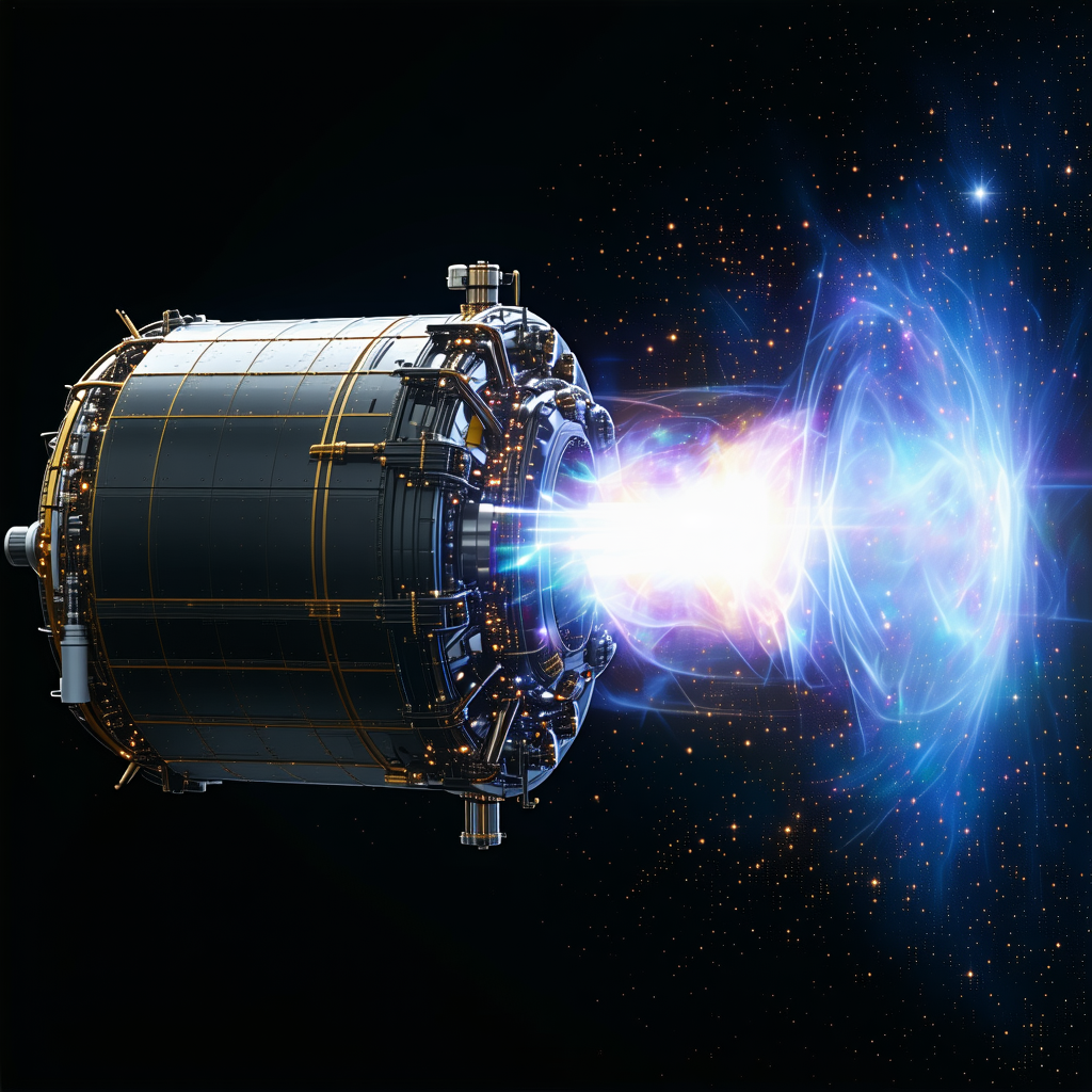A Spacecraft With A Large, Bright Light Coming From It