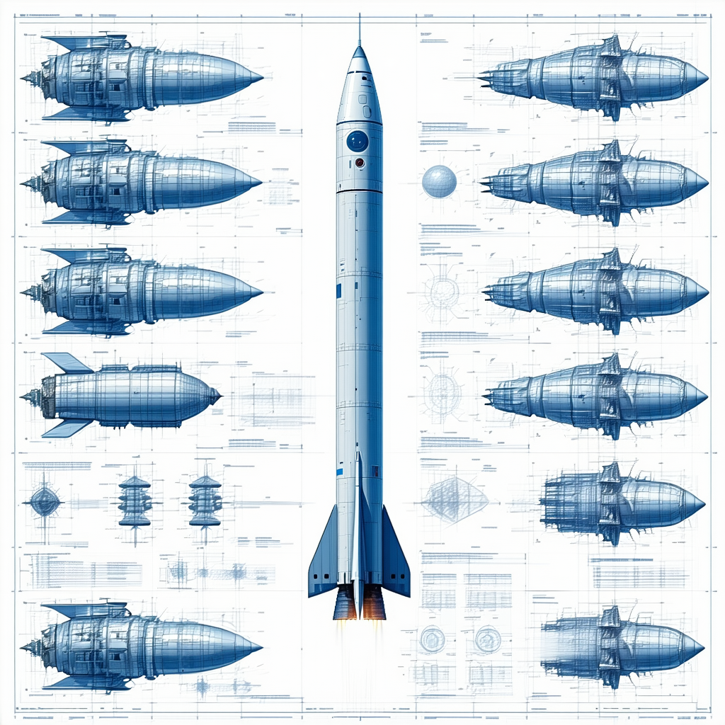 blue rocket ship shown series