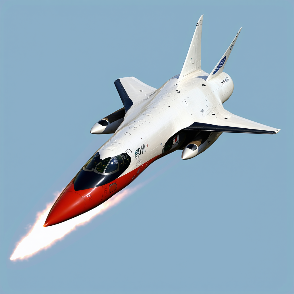 A White Fighter Jet Is Flying Through The Sky, Leaving A Trail Of Smoke Behind It