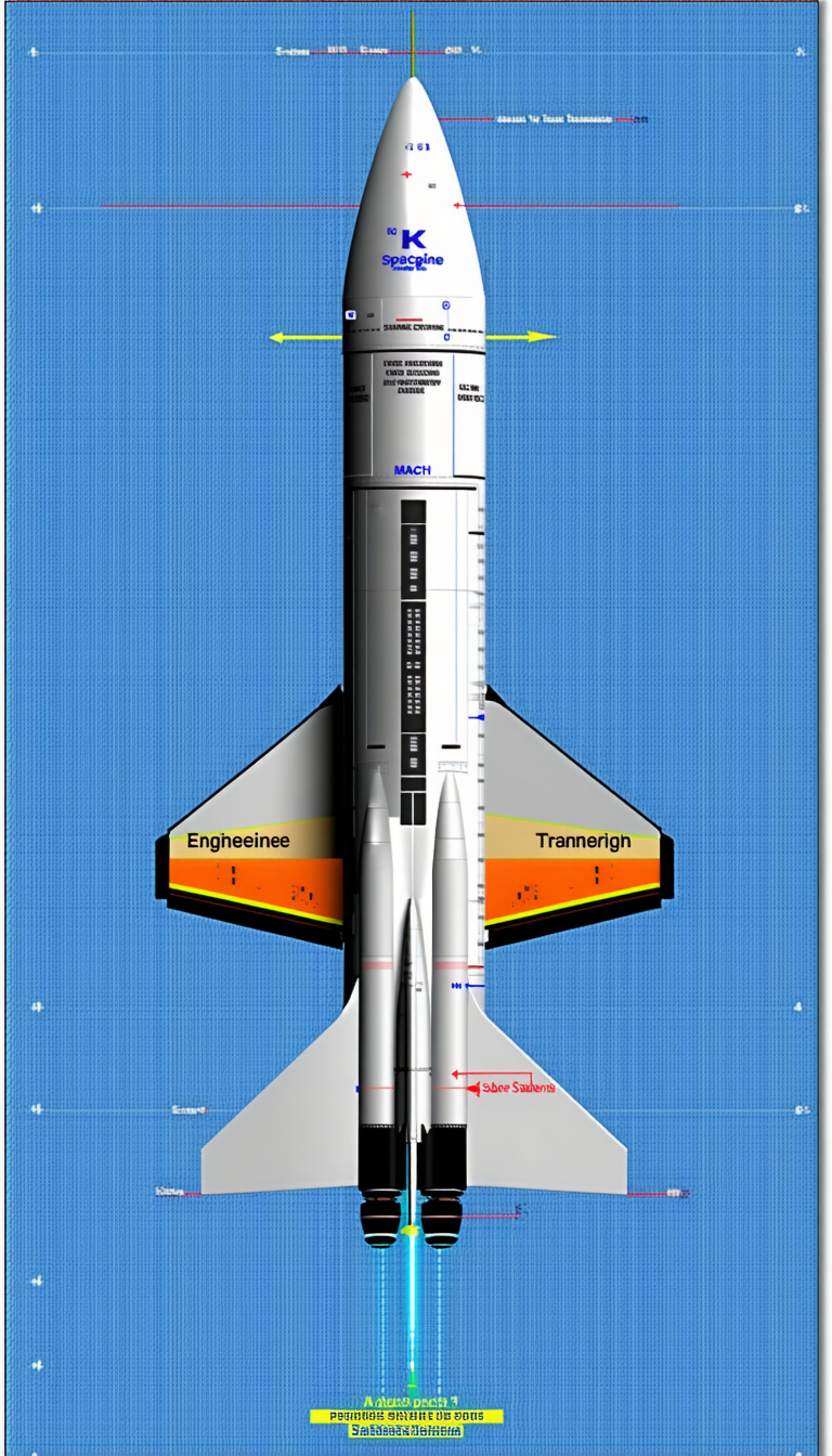 A White Rocket Ship Is Shown In A Blue Background