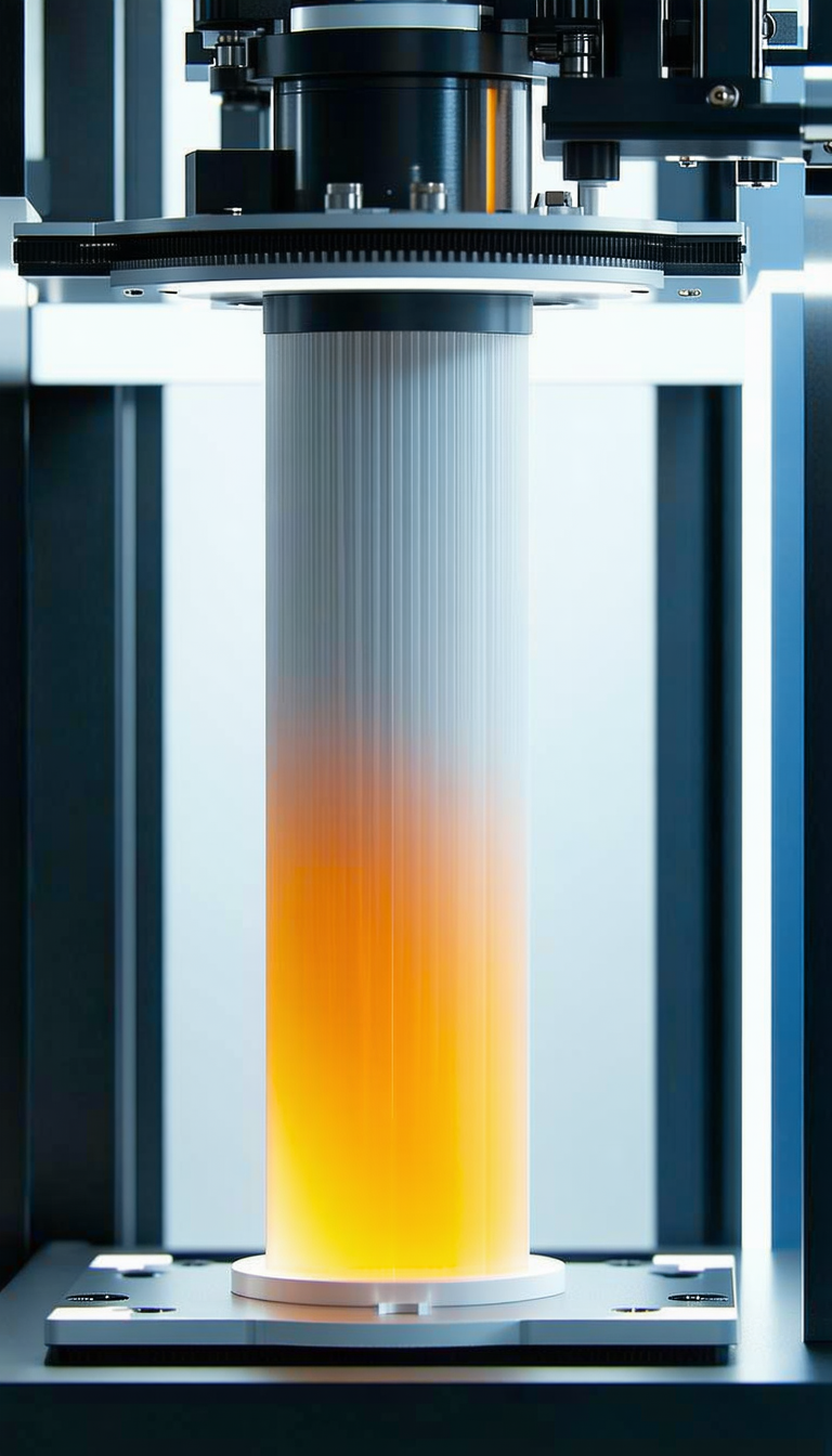 A Tall, Thin, And Colorful Glass Tube, Which Appears To Be A Vase Or A Glass Sculpture