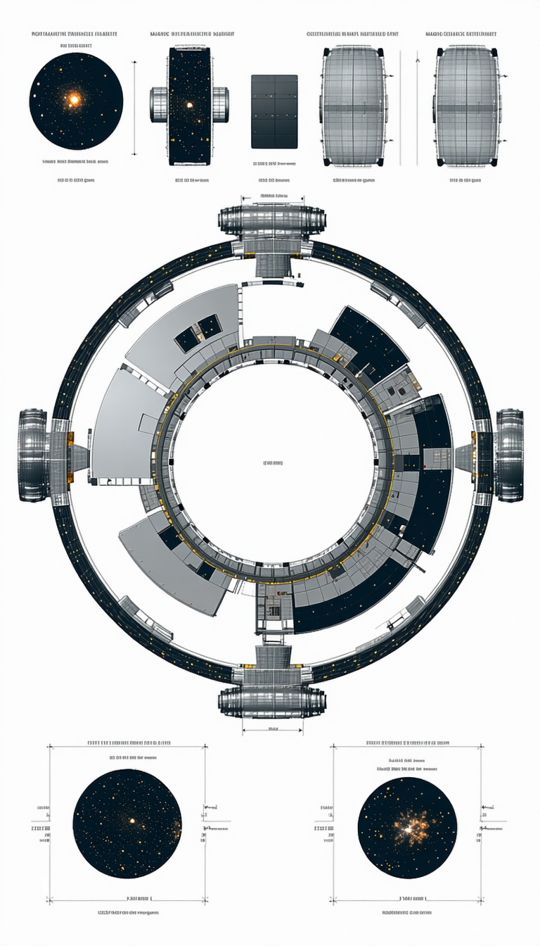A Large, Circular Space Is Shown In A White Drawing