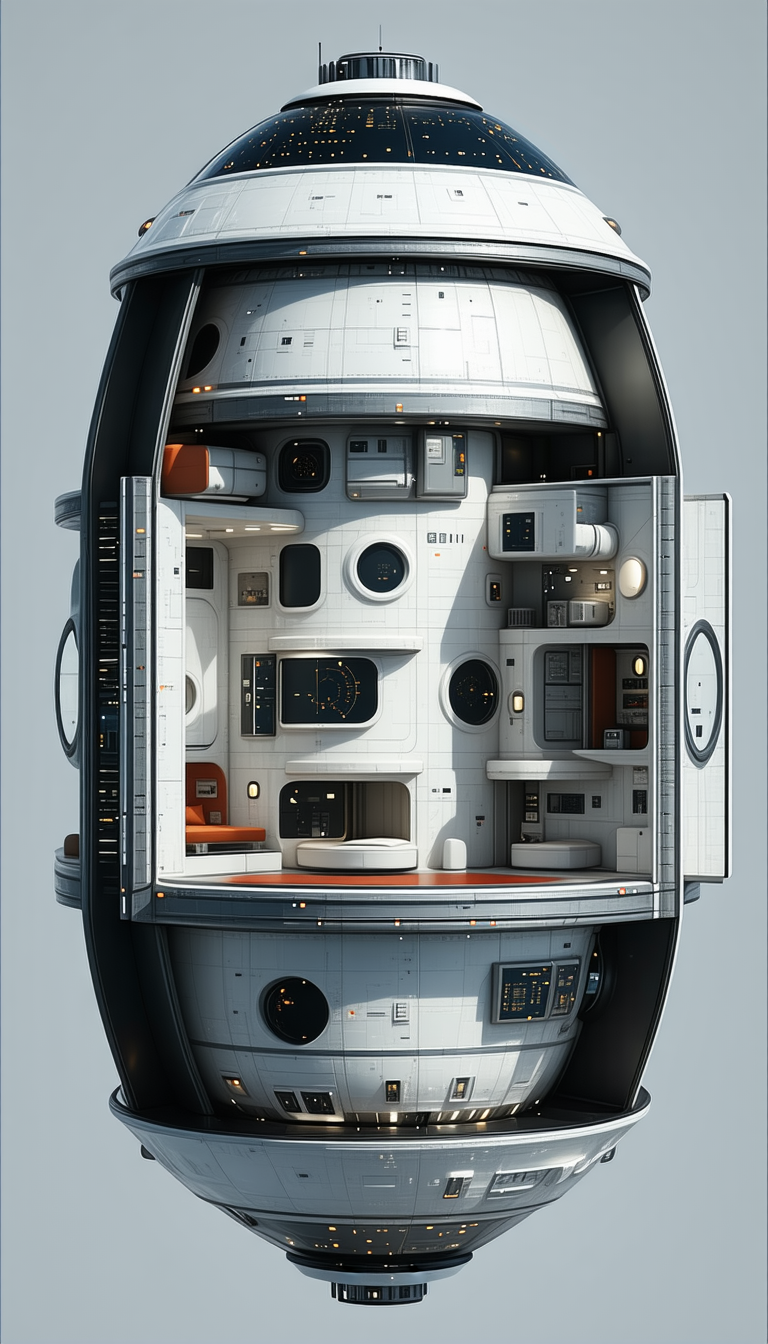 In This Image, There Is A Futuristic Space Station With A Large