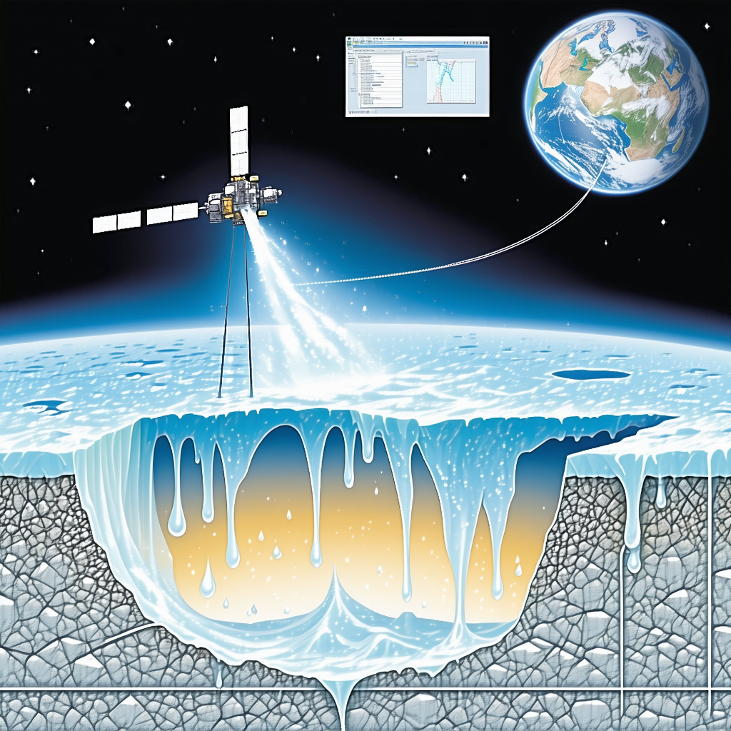 A Spacecraft, Possibly A Satellite, Flying Over A Frozen Planet