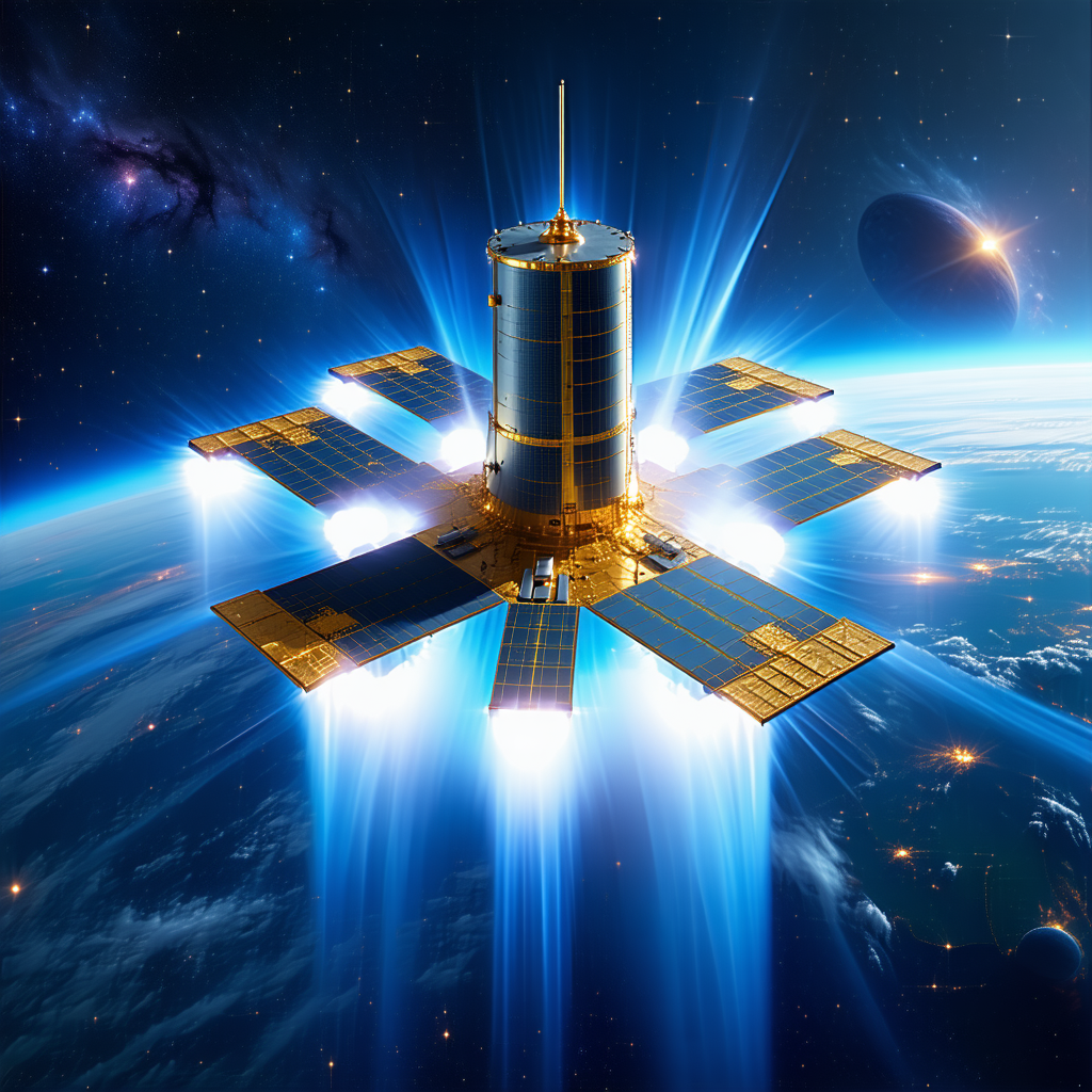 A Space Station With A Large Dome-shaped Structure, Which Appears To Be A Satellite