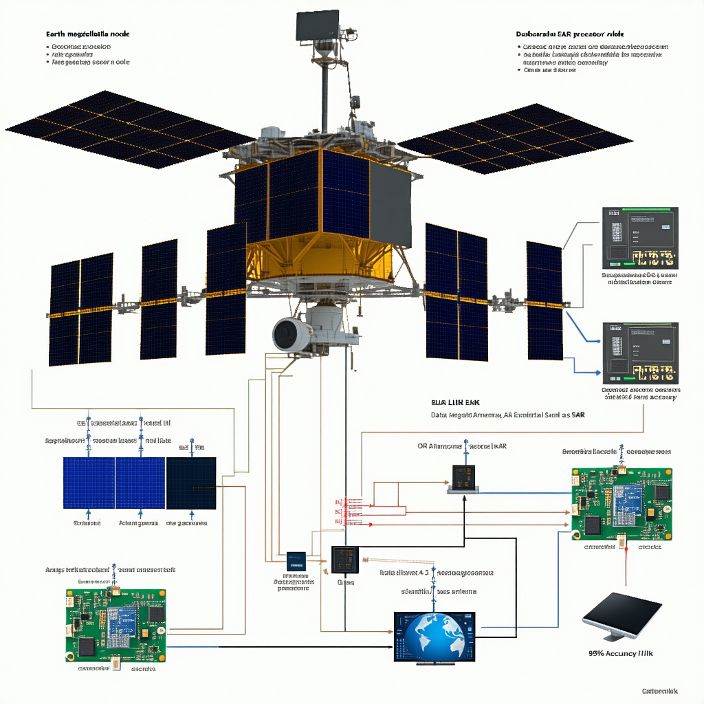 The Image Is A Diagram Showing The Various Components Of A Satellite