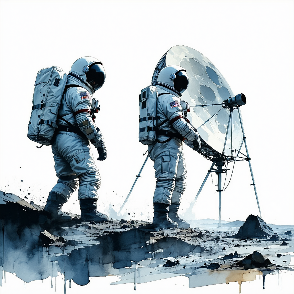 In The Image, There Are Two Astronauts Standing On A Rocky Surface, Possibly On The Moon