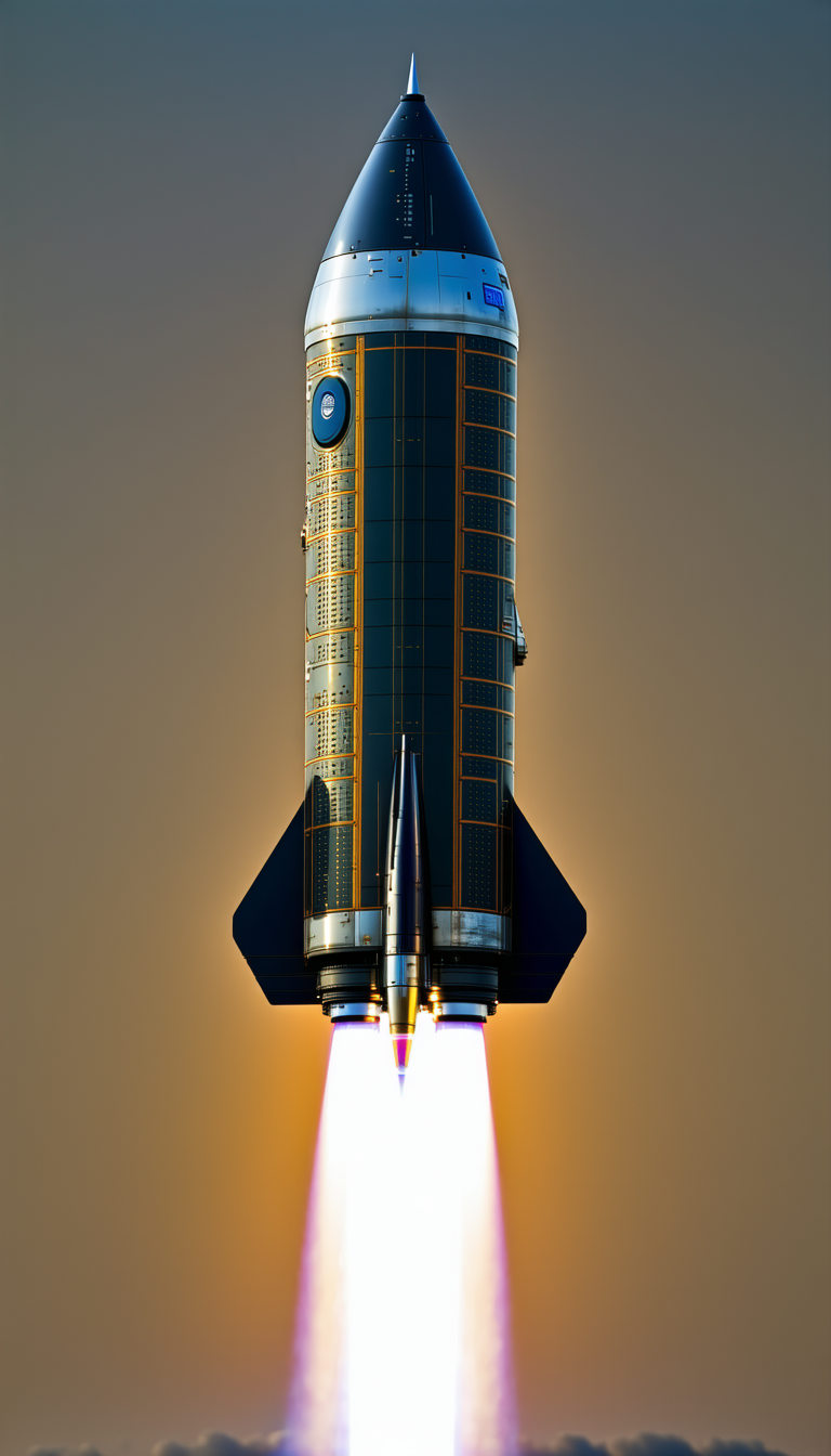 A Rocket Launching Into The Sky, With Its Tail End Visible