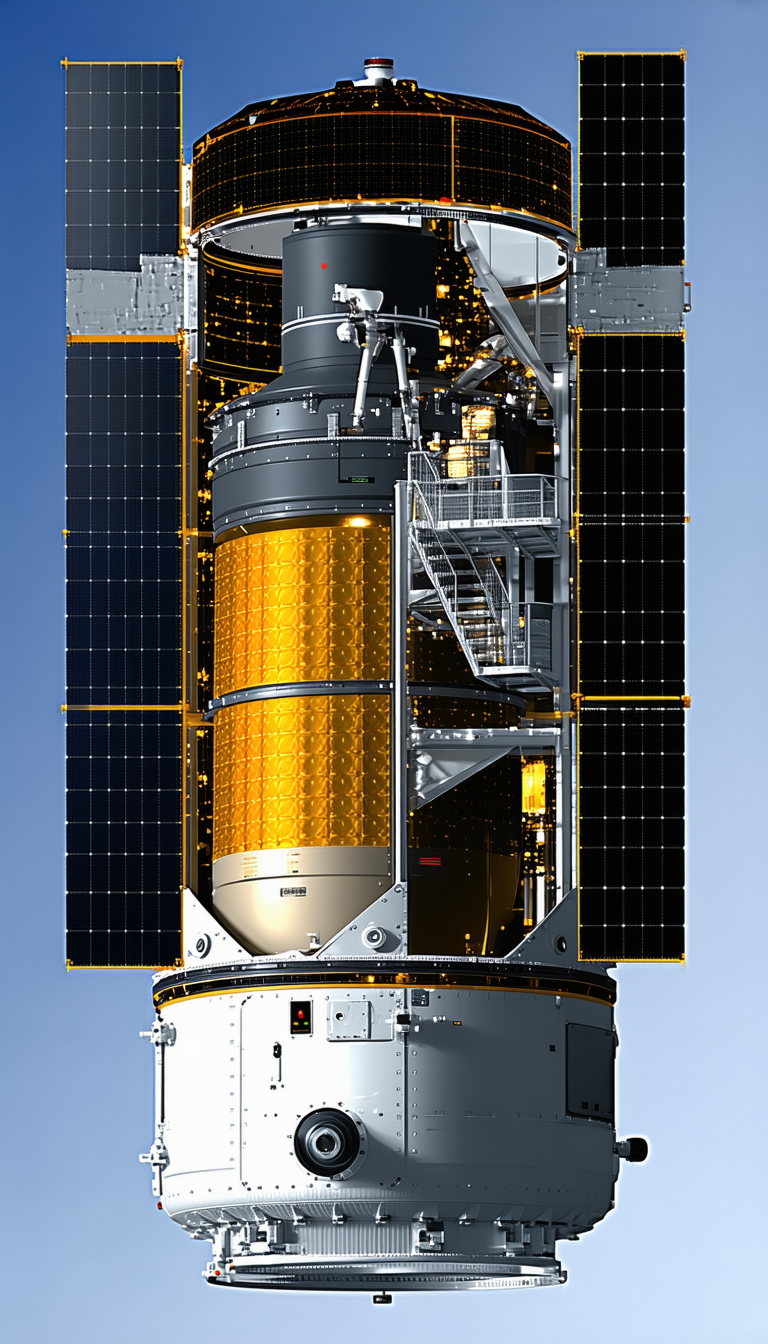 A Large Satellite Is Shown In A Close-up View