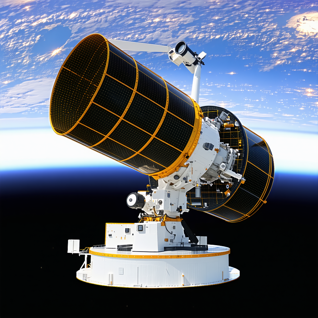 A Large Satellite Is Seen In The Sky, With A View Of The Earth Below