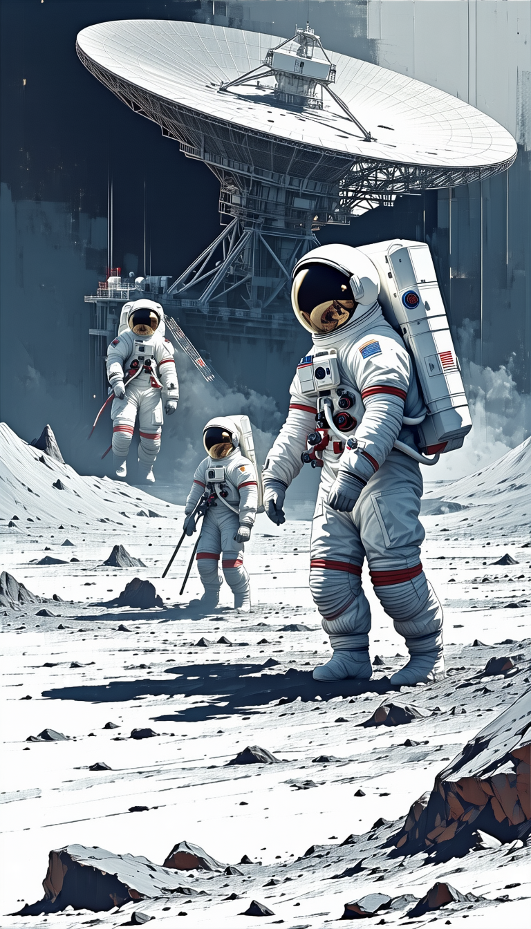 In The Image, There Are Three Astronauts Walking On The Moon