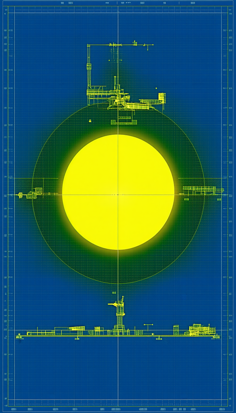 A Large Yellow Circle Is Displayed On A Blue Background