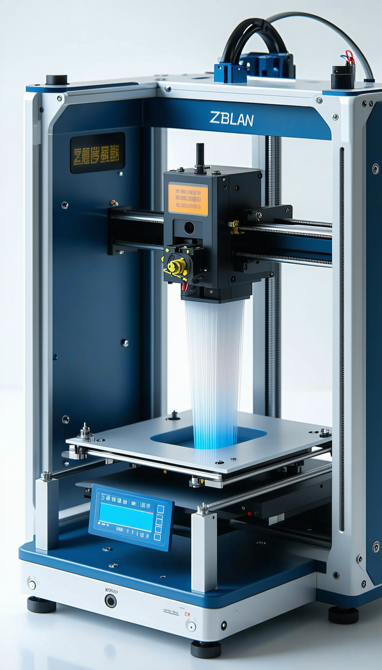 A Large, Industrial-sized Machine With A Blue And White Color Scheme