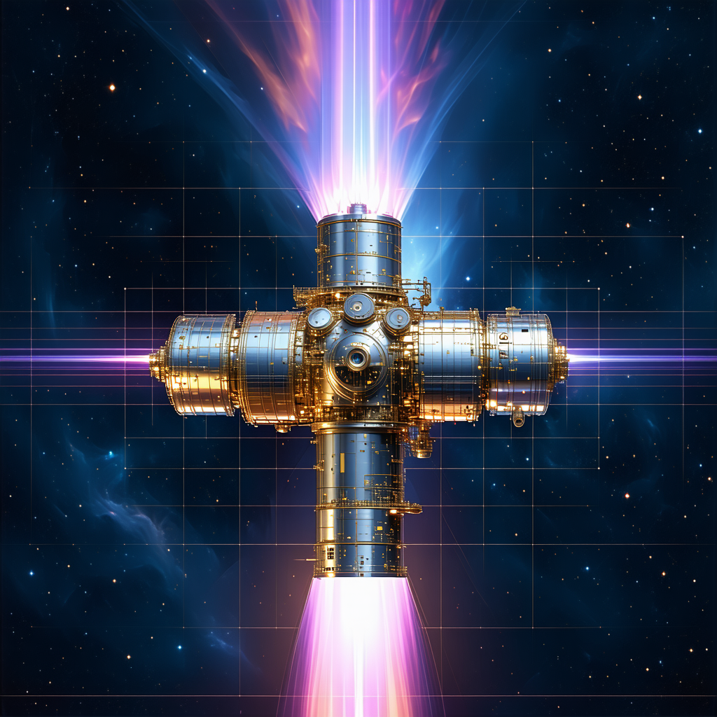 A Large, Futuristic-looking Spacecraft With A Cross-like Structure