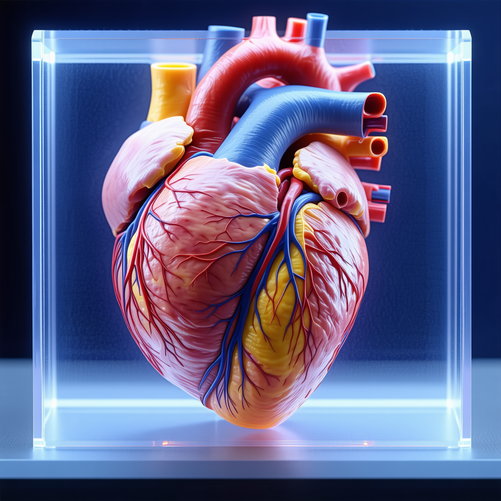 A Heart Is Displayed In A Glass Case, Showcasing Its Intricate Structure And Design