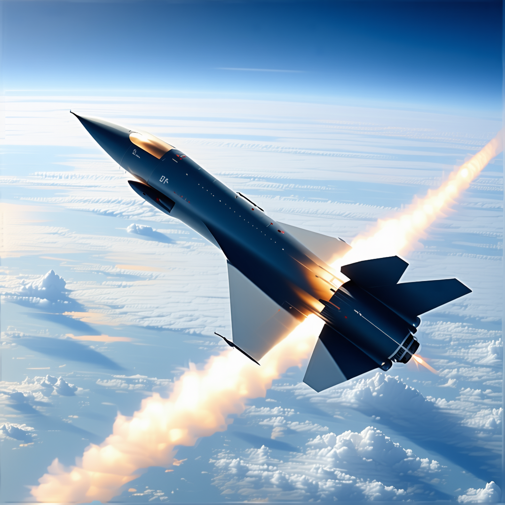 A Jet Is Flying Through The Sky, Leaving A Trail Of Smoke Behind It