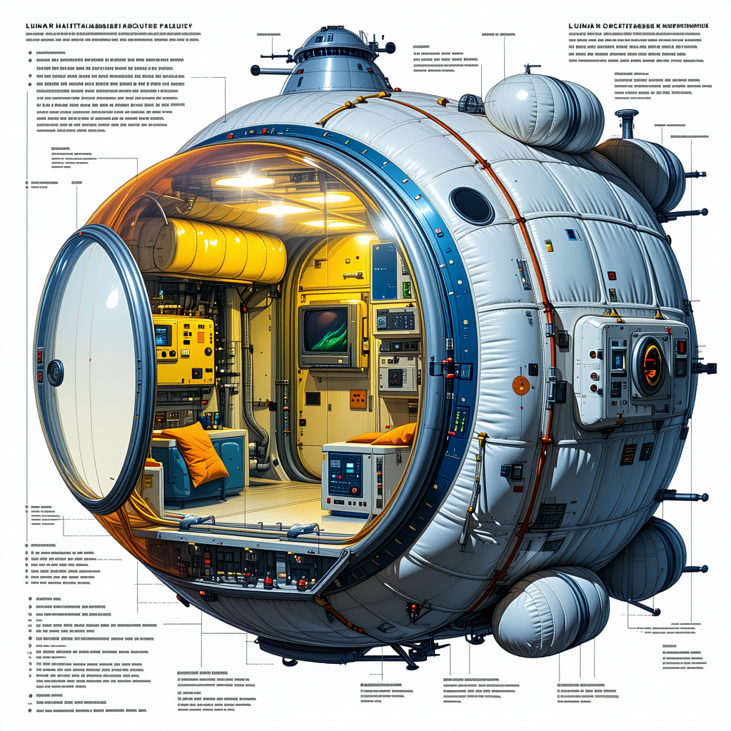 The Image Is A Detailed Illustration Of A Spacecraft, Showcasing Its Various Components And Features