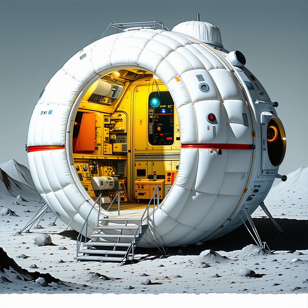 A Large White Spacecraft With A Dome-shaped Structure